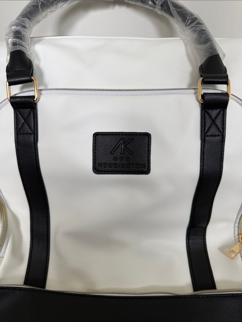 Ava Kensington White & Black Weekender Tote Bag